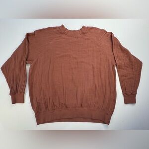 9 Seed Resort Pullover Womens Small 100% Cotton California Dusty Rose Pink Euc